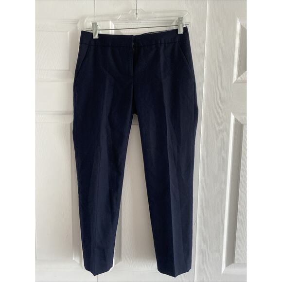 J Crew‎ Women's 00P Super 120's Navy Wool Favorite Fit Trouser Pants Career Corp - Picture 1 of 6